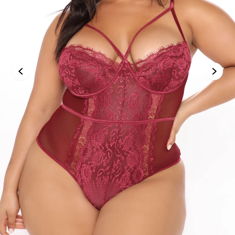 Fashion Nova Burgundy Lace Chemise